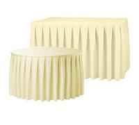 Elegant Event Essentials - 1 Piece Pleat Table Skirt - Suitable for Rectangle & Round Table - For Wedding Events, Reception, Birthday Parties, Catering - Polyeste (Ivory) (21 FT)