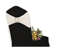 Elegant Event Essentials - 10 Pieces - Spandex Stretch Elastic with Round Buckle Slider Chair Cover Band, Sash Tie For Wedding, Party Chair Decor, Hotel, Christmas, Reception, Banquets - Ivory