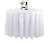 Elegant Event Essentials - 108" Polyester Round Table Plain Cloth/Cover - For Home Décor, Wedding, Parties, Dining Table, Cafe Restaurant & Banquet - Wrinkle-Free - Washable - White