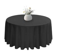 Elegant Event Essentials - 120" Polyester Round Table Plain Cloth/Cover - For Home Décor, Wedding, Parties, Dining Table, Cafe Restaurant & Banquet - Wrinkle-Free - Washable - Black