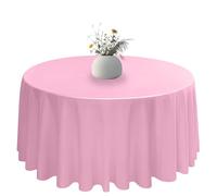 Elegant Event Essentials - 132" Polyester Round Table Plain Cloth/Cover - For Home Décor, Wedding, Parties, Dining Table, Cafe Restaurant & Banquet - Wrinkle-Free - Washable - Light Pink