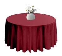Elegant Event Essentials - 132" Polyester Round Table Plain Cloth/Cover - For Home Décor, Wedding, Parties, Dining Table, Cafe Restaurant & Banquet - Wrinkle-Free - Washable - Burgundy