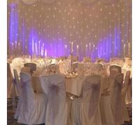 Elegant Event Essentials 3m X 3m Starlight Wedding Backdrop - Built-In Cool White Led Lights - No Stand - Fire-Retardant Swag & Overlay - Plug & Play Setup -Reception, Venue Decor & Marquee Draping