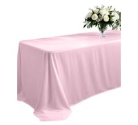 Elegant Event Essentials - 52 x 70″ Rectangular Polyester Table Cloth/Cover - For Home Décor, Wedding, Party, Dining Table, Cafe Restaurants & Banquet - Wrinkle-Free - Washable - Light Pink