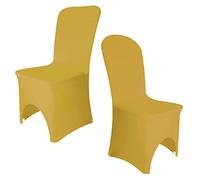 Elegant Event Essentials - 6 Pcs - Spandex Chair Covers - Polyester Spandex Elastic Protective Slipcovers - Removable - Washable - For Wedding Decor, Events, Christmas, Parties & Banquets - Gold