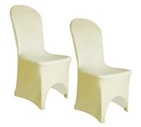 Elegant Event Essentials - 6 Pcs - Spandex Chair Covers - Polyester Spandex Elastic Protective Slipcovers - Removable - Washable - For Wedding Decor, Events, Christmas, Parties & Banquets - Ivory