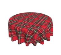 Elegant Event Essentials - 60 Inch (152 cm) Red Tartan Round Tablecloth - Scottish Tartan Pattern Table Cover - For Festive Decor Garden, Dinner, Birthday Party, Outdoor, Autumn, Kitchen