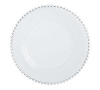 Elegant Event Essentials Beaded Charger Plate 33CM Diameter Delicate Rim Elegant Glass Under Plate with Beading Perfect for Weddings, Dinner Parties, Christmas, and Special Events Durable Clear