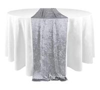 Elegant Event Essentials - Crushed Velvet Party Long Table Runner - For Spring Party, Wedding, Reception, Banquet, Home Dining Space Christmas Decoration (12” x 108”/30.48 x 274.32cm) - Silver