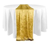 Elegant Event Essentials - Crushed Velvet Party Long Table Runner - For Spring Party, Wedding, Reception, Banquet, Home Dining Space Christmas Decoration (12” x 108”/30.48 x 274.32cm) - Gold
