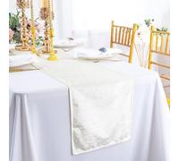 Elegant Event Essentials - Crushed Velvet Party Long Table Runner - For Spring Party, Wedding, Reception, Banquet, Home Dining Space Christmas Decoration (Ivory, 12” x 80”)