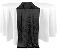 Elegant Event Essentials - Crushed Velvet Party Long Table Runner - For Spring Party, Wedding, Reception, Banquet, Home Dining Space Christmas Decoration (12” x 80”/30.48 x 203.2 cm) - Black