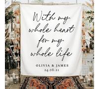 Elegant Event Essentials - Custom Design Photo and or Text Printed Polyester Fabric Curtain - Decorative Tapestry Wall Hanging - For Wedding Events, Christmas, Parties, Photography - 150cm x 350cm