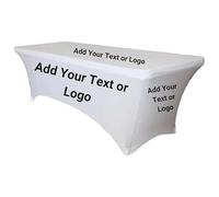 Elegant Event Essentials - Personalised Rectangle Spandex Tablecloth with Your Logo or Text - Custom Table Banner Cover For Trade Shows, Business Events, Weddings - 6FT (180CM) - White