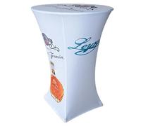 Elegant Event Essentials - Personalised Round Cocktail Stretch Spandex Tablecloth with Your Logo or Text - Custom Table Banner Cover For Trade Shows, Business Events, Wedding - White - 60CM