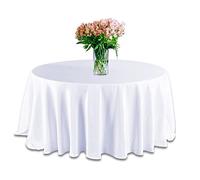 Elegant Event Essentials - Polyester Round Table Plain Cloth/Cover - For Home Décor, Wedding, Parties, Dining Table, Cafe Restaurant & Banquet - Wrinkle-Free Washable (White, 90")