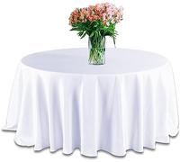 Elegant Event Essentials - Polyester Round Table Plain Cloth/Cover - For Home Décor, Wedding, Parties, Dining Table, Cafe Restaurant & Banquet - Seamless Wrinkle-Free Washable (White, 90")