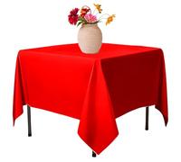 Elegant Event Essentials-Polyester Square Table Plain Cloth/Cover - For Home Décor Wedding Parties Dining Table Cafe Restaurant & Banquet- Stain & Wrinkle-Free-Washable 90 x 90 Inch Red