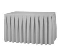 Elegant Event Essentials - Polyester Table Skirt - For Home Décor, Wedding, Party, Dining Table, Cafe Restaurants & Banquet - Wrinkle-Free - Easy wash- 14 Feet- Silver