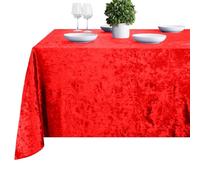 Elegant Event Essentials - Rectangle Crushed Velvet Table Cover - Table Cloth For Wedding Events, Banquet, Kitchen, Birthday, Dinner Party - Soft - Wrinkle-Resistant - 90 Inch x 156 Inch - Red