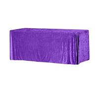 Elegant Event Essentials - Rectangle Fitted Crushed Velvet Tablecloth - Rectangular Table Cover For Home, Buffet Table, Holiday, Banquet, Dinner, Wedding Events, Trade Show - Purple - 6FT x 2.5FT
