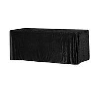 Elegant Event Essentials - Rectangle Fitted Crushed Velvet Tablecloth - Rectangular Table Cover For Home, Buffet Table, Holiday, Banquet, Dinner, Wedding Events, Trade Show - Black - 8FT x 2.5FT