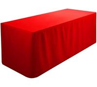 Elegant Event Essentials - Rectangle Fitted Polyester Tablecloth - Table Cover For Home, Buffet Table, Holiday, Banquet, Dinner, Wedding Events, Trade Show - Heavy Duty Fabric - Red - 8FT x 2.5FT