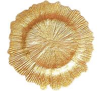 Elegant Event Essentials Reef Charger Plate - 33cm Premium-Quality Decorative Plate, Elegant Reef Design, Hand Wash Only, Perfect for Weddings & Special Events Gold
