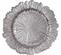 Elegant Event Essentials Reef Charger Plate - 33cm Premium-Quality Decorative Plate, Elegant Reef Design, Hand Wash Only, Perfect for Weddings & Special Events Silver