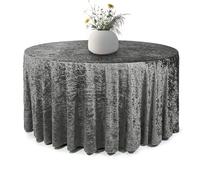 Elegant Event Essentials - Round Crushed Velvet Table Cover - Table Cloth For Wedding Events, Banquet, Kitchen, Birthday, Dinner Party - Soft Fabric - Wrinkle-Resistant - Grey- 54 Inch (137 cm)