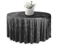 Elegant Event Essentials - Round Crushed Velvet Table Cover - Table Cloth For Wedding Events, Banquet, Kitchen, Birthday, Dinner Party - Soft Fabric - Wrinkle-Resistant - Black- 48 Inch (122 cm)