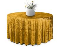 Elegant Event Essentials - Round Crushed Velvet Table Cover - Table Cloth For Wedding Events, Banquet, Kitchen, Birthday, Dinner Party - Soft Fabric - Wrinkle-Resistant - Gold - 70 Inch (178 cm)