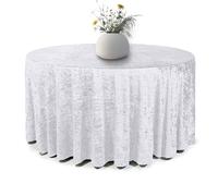 Elegant Event Essentials - Round Crushed Velvet Table Cover - Table Cloth For Wedding Events, Banquet, Kitchen, Birthday, Dinner Party - Soft Fabric - Wrinkle-Resistant - Silver - 48 Inch (122 cm)
