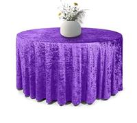 Elegant Event Essentials - Round Crushed Velvet Table Cover - Table Cloth For Wedding Events, Banquet, Kitchen, Birthday, Dinner Party - Soft Fabric - Wrinkle-Resistant - Purple- 70 Inch (178 cm)