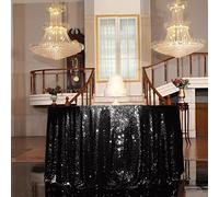 Elegant Event Essentials - Round Sequin Table Cover - Tablecloth For Wedding, Banquet, Birthday Party Decoration, Reception, Baby Shower - Shiny Glittery Sparkly Parties - Black - 229cm (90")