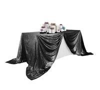 Elegant Event Essentials - Sequin Rectangle Table Cloth/Cover - Glitterly, Sparkly Party, Christmas, Banquet, Wedding Events, Reception, Dining Table, Halloween Decoration - Black - 51” x 39”