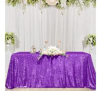 Elegant Event Essentials - Sequin Rectangle Table Cloth/Cover - Glitterly, Sparkly Party, Christmas, Banquet, Wedding Events, Reception, Dining Table, Halloween Decoration - Purple Sequin - 51" x 60"