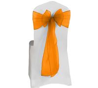 Elegant Event Essentials - Set of 10 - Organza Chair Tie Sashes - Wider Fuller Cover for Wedding Decorations, Birthday, Banquets & Party Events - Chair Cover Sheer Bows, Ribbon - Shiny Orange