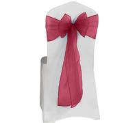 Elegant Event Essentials - Set of 10 - Organza Chair Tie Sashes - Wider Fuller Cover for Wedding Decorations, Birthday, Banquets & Party Events - Chair Cover Sheer Bows, Ribbon - Bubble Gum Pink