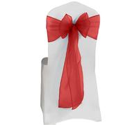 Elegant Event Essentials - Set of 100 - Organza Chair Tie Sashes - Wider Fuller Cover for Wedding Decorations, Birthday, Banquets & Party Events - Chair Cover Sheer Bows, Ribbon - Burgundy