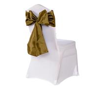 Elegant Event Essentials - Set of 50 - Taffeta Chair Sashes - Bow Tie - Wider Fuller Chair Cover Decor for Wedding Decorations, Birthday, Banquets, Reception & Party Events - Ribbon - Gold