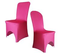 Elegant Event Essentials Spandex Wedding Chair Covers for Home or Hotel Universal Stretch Protective Removable Slipcovers Arched Front Banquet Decor 12 Colours (HOT Pink, 1 Pc)…
