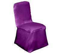 Elegant Event Essentials Square Chair Covers- Polyester Protective Slipcovers- Easy to Clean- Chair Protector Seat Covers for Dining Room Wedding Banquet Party Decoration Purple Pack 1