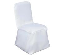 Elegant Event Essentials Square Chair Covers- Polyester Protective Slipcovers- Easy to Clean- Chair Protector Seat Covers for Dining Room Wedding Banquet Party Decoration White Pack 100