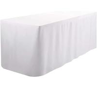Elegant Event Essentials - Versatile Fitted Polyester Tablecloth: Elevate Home Décor, Illuminate Sparkling Parties, Christmas, Banquets, Weddings, Dining Tables, and Halloween - White - 6FT x 2FT