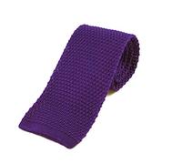 Elegant Extras Plain Purple Silk Knitted Tie
