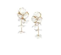 Elegant Fabric Flower Dangle Earrings for Women Fashion Boho Exaggerated Romantic Floral Statement Earrings, Multiple Colors, Bridal & Wedding Jewelry, Zinc, No Gemstone