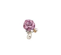 Elegant Fabric Rose Brooch with Rhinestone Pearl Leaf Flower Pin for Women, Vintage Wedding/Party Coat/Scarf Accessory, M, Alloy Steel, no gemstone