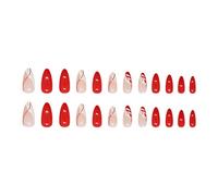 Elegant False Nails Glitters Stripes Almond Artificial Nails Press On Nails Manicure For Parties And Daily Wear 24Pcs