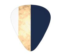 Elegant Faux Gold Navy Blue White Stripes Accent,12 Pcs Guitar Pick,3 Different Thickness Plectrums for Acoustic Guitar Bass Ukulele (0.46mm 0.96mm 0.71mm)